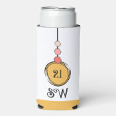 21歳の誕生日を追加イニシャル任意の年齢オレンジ白 スリム缶クーラー (Seltzer正面)
