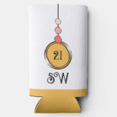 21歳の誕生日を追加イニシャル任意の年齢オレンジ白 スリム缶クーラー (裏面)