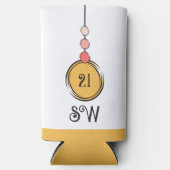 21歳の誕生日を追加イニシャル任意の年齢オレンジ白 スリム缶クーラー (正面)