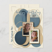 21歳の誕生日アーモンドの花ブルークリーム招待状 インビテーションポストカード (正面/裏面)