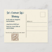 21歳の誕生日アーモンドの花ブルークリーム招待状 インビテーションポストカード (裏面)