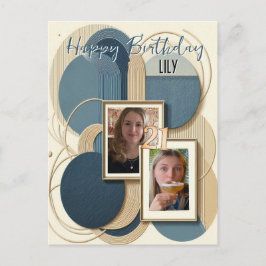 21歳の誕生日アーモンドの花ブルークリーム招待状 インビテーションポストカード