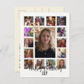 21歳の誕生日アーモンドの花ブルークリーム インビテーションポストカード (正面/裏面)