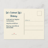 21歳の誕生日アーモンドの花ブルークリーム インビテーションポストカード (裏面)