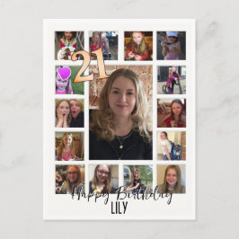 21歳の誕生日アーモンドの花ブルークリーム インビテーションポストカード