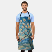 21歳の誕生日アーモンドの花ブルークリーム エプロン (着用した状態)