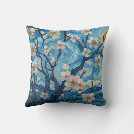 21歳の誕生日アーモンドの花ブルークリーム クッション (裏面)