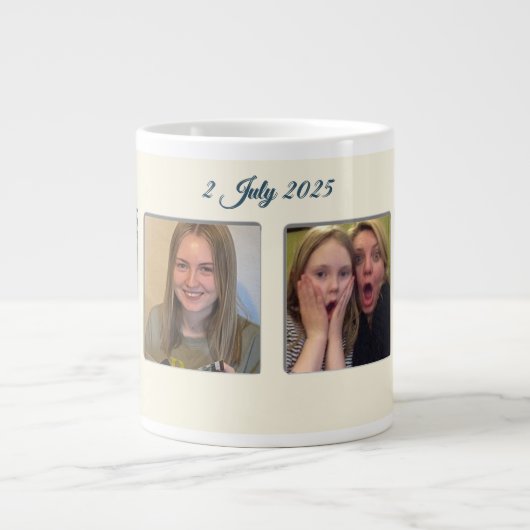 21歳の誕生日アーモンドの花ブルークリーム ジャンボコーヒーマグカップ (正面)