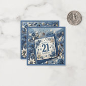 21歳の誕生日アーモンドの花ブルークリーム ノートカード (正面/裏面インサイチュ)