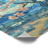 21歳の誕生日アーモンドの花ブルークリーム ポスター (角)