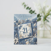 21歳の誕生日アーモンドの花ブルークリーム ポストカード (スタンド正面)