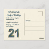 21歳の誕生日アーモンドの花ブルークリーム ポストカード (裏面)