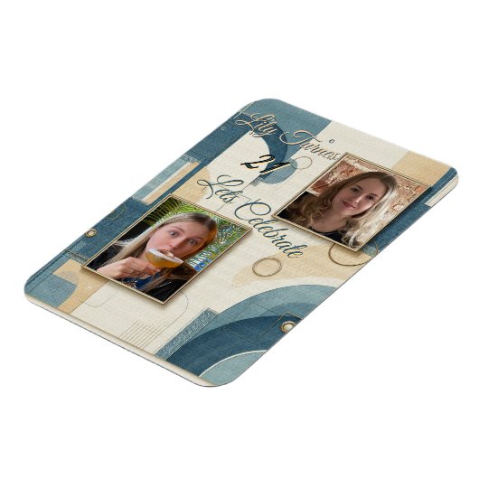 21歳の誕生日アーモンドの花ブルークリーム マグネット (左側)