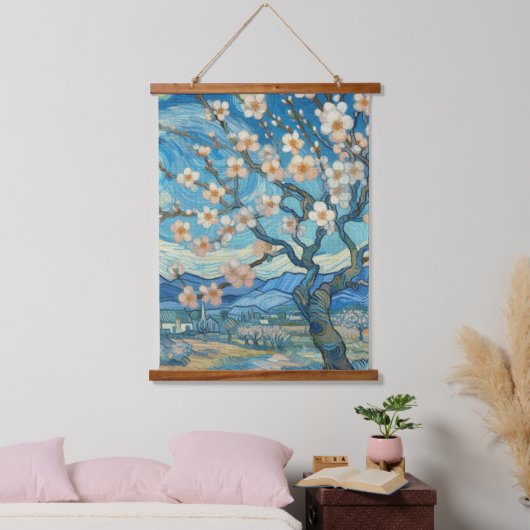 21歳の誕生日アーモンドの花ブルークリーム 吊り下げ型タペストリー (寝室)
