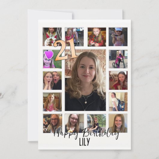 21歳の誕生日アーモンドの花ブルークリーム 招待状 (正面)