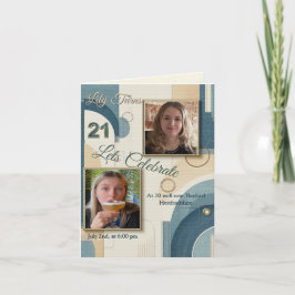 21歳の誕生日アーモンドの花ブルークリーム 案内状