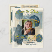 21歳の誕生日アーモンドの花ブルークリーム 案内状 (正面/裏面)