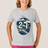 21歳の誕生日アーモンドの花ブルークリーム Tシャツ (正面)