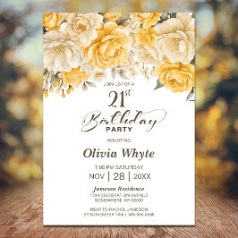 21歳の誕生日イエローローズフローラパーティー 招待状