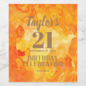 21歳の誕生日イエロー – オレンジ色の水色ワインラベル ワインラベル (シングルラベル)