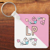 21歳の誕生日イニシャルピンク桃 キーホルダー (正面)