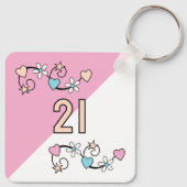 21歳の誕生日イニシャルピンク桃 キーホルダー (裏面)