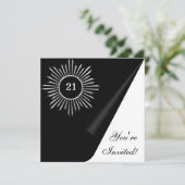 21歳の誕生日イベント ブラック シルバー ホワイト 招待状 (スタンド正面)