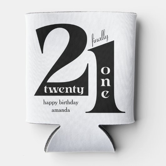 21歳の誕生日エレガントタイポグラフィ誕生会 缶クーラー (正面)
