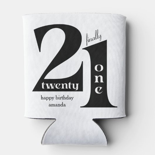 21歳の誕生日エレガントタイポグラフィ誕生会 缶クーラー (裏面)