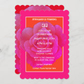 21歳の誕生日オレンジピンクローズフローラエレガントかわいい 招待状 (正面/裏面)