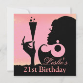 21歳の誕生日カクテルパーティー ピンク 招待状 (正面)