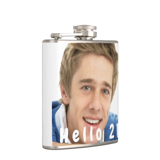 21歳の誕生日カスタム写真こんにちは21男 フラスク (右)