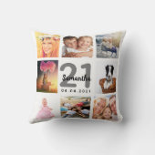 21歳の誕生日カスタム写真コラージガールホワイト クッション (裏面)