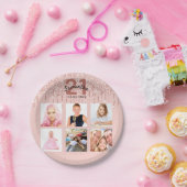 21歳の誕生日カスタム写真バラ金ゴールドグリッターピンク ペーパープレート (パーティー)