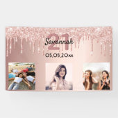 21歳の誕生日カスタム写真バラ金ゴールドピンクグリッター 横断幕 (横)