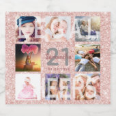 21歳の誕生日カスタム写真バラ金ゴールド法的グリッター スパークリングワインラベル (シングルラベル)