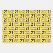 21歳の誕生日カラフルタイポグラフィ ラッピングペーパーシート (正面)