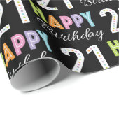 21歳の誕生日カラフルタイポグラフィ ラッピングペーパー (ロールコーナー)