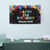 21歳の誕生日カラフルバルーン紙吹雪 横断幕 (トレードショー)