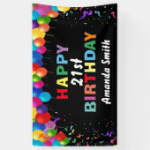 21歳の誕生日カラフルバルーン紙吹雪 横断幕 (縦)