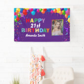 21歳の誕生日カラフル気球(紫) 横断幕 (インサイチュ)