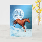 21歳の誕生日カードとスピリットホース カード (黄色い花)