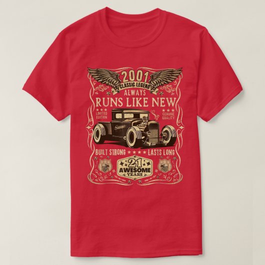 21歳の誕生日ギフト男性生まれ2001熱おもしろいいR Tシャツ (デザイン正面)