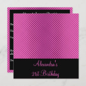 21歳の誕生日グラムホットピンクメタルグリッターイベント 招待状 (正面/裏面)