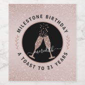 21歳の誕生日グリッターきらめくワイントーストペルソナ ワインラベル (シングルラベル)