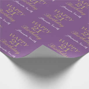 21歳の誕生日グリッターと紫 ラッピングペーパー