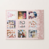 21歳の誕生日グリッターは、写真バラ金ゴールドピンク ジグソーパズル (横)