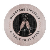 21歳の誕生日グリッターシャンパントーストパーソナライズされた カッティングボード (正面)