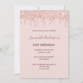 21歳の誕生日グリッタードリップカスタムバラ金ゴールド 招待状 (裏面)