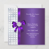 21歳の誕生日グリッターパープルダイヤモンドボウ 招待状 (裏面)